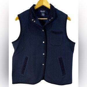 Rafaella Quilted Snap Front Vest L Corduroy Trim Two Tone Black